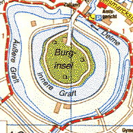 Burginsel im Stadtplan